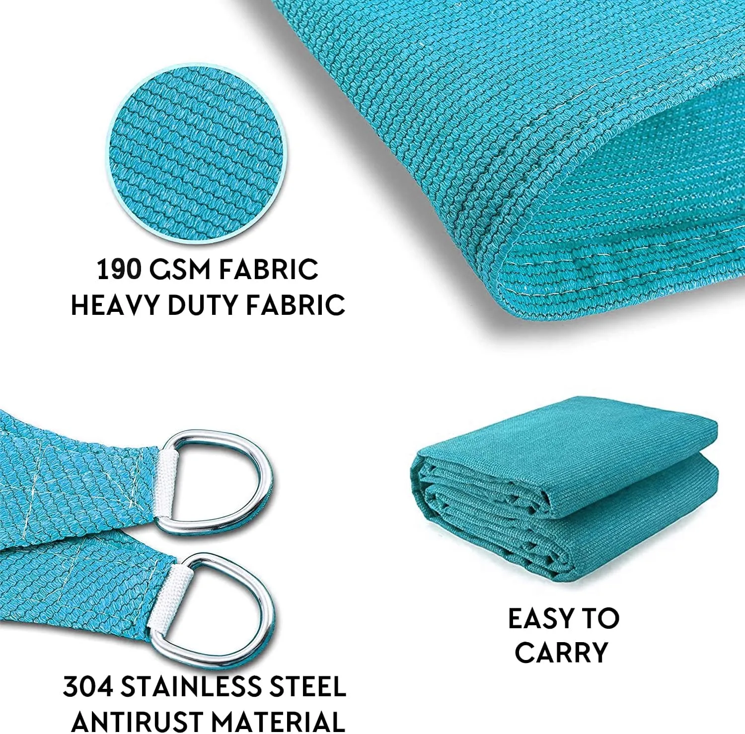 Triangle 8' x 8' x 8' Turquoise Sun Shade Sail Canopy Awning for Patio Backyard Lawn Garden Outdoor Activities Grade UV Block Mesh Netting, We Can Make Custom Sizes