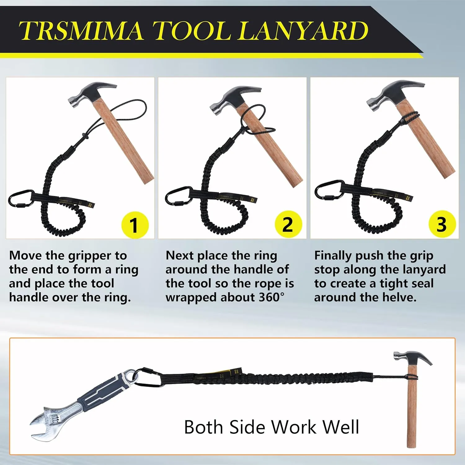 TRSMIMA Safety Tether Tool Lanyard - 5 Pack Stretch Strap Safety Fall Protection Tools Leash with Screw Lock Carabiner Clip