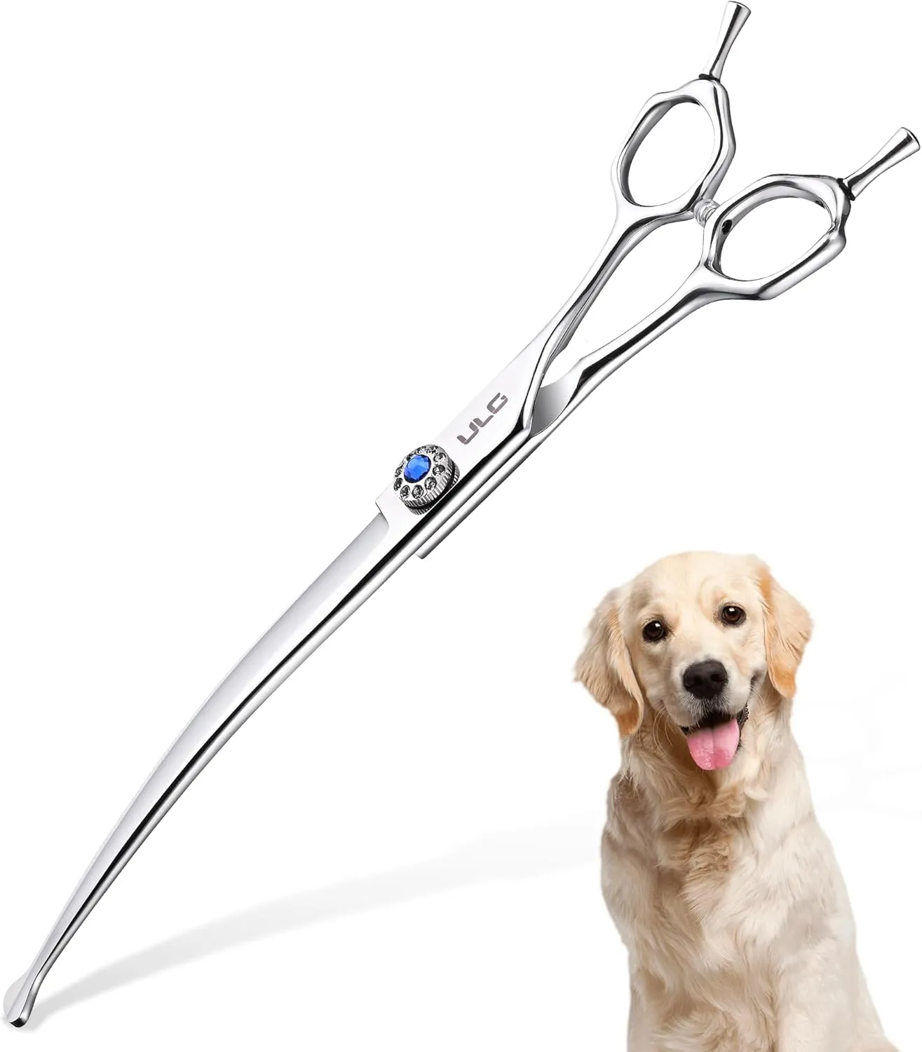 ULG Curved Thinner Dog Shears for Grooming - Ergonomic Dog Grooming Shears Sharp Curved Blender Dog Scissors for Grooming 440C Stainless Steel Grooming Scissors Professional Pet Shears