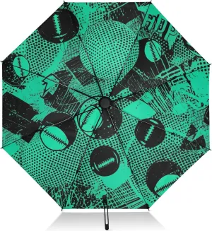 Umbrellas for Rain, Folding Umbrellas for Rain Windproof, Ideal for Car, Purse, Men and Women, Cool Sports Black Green Balls