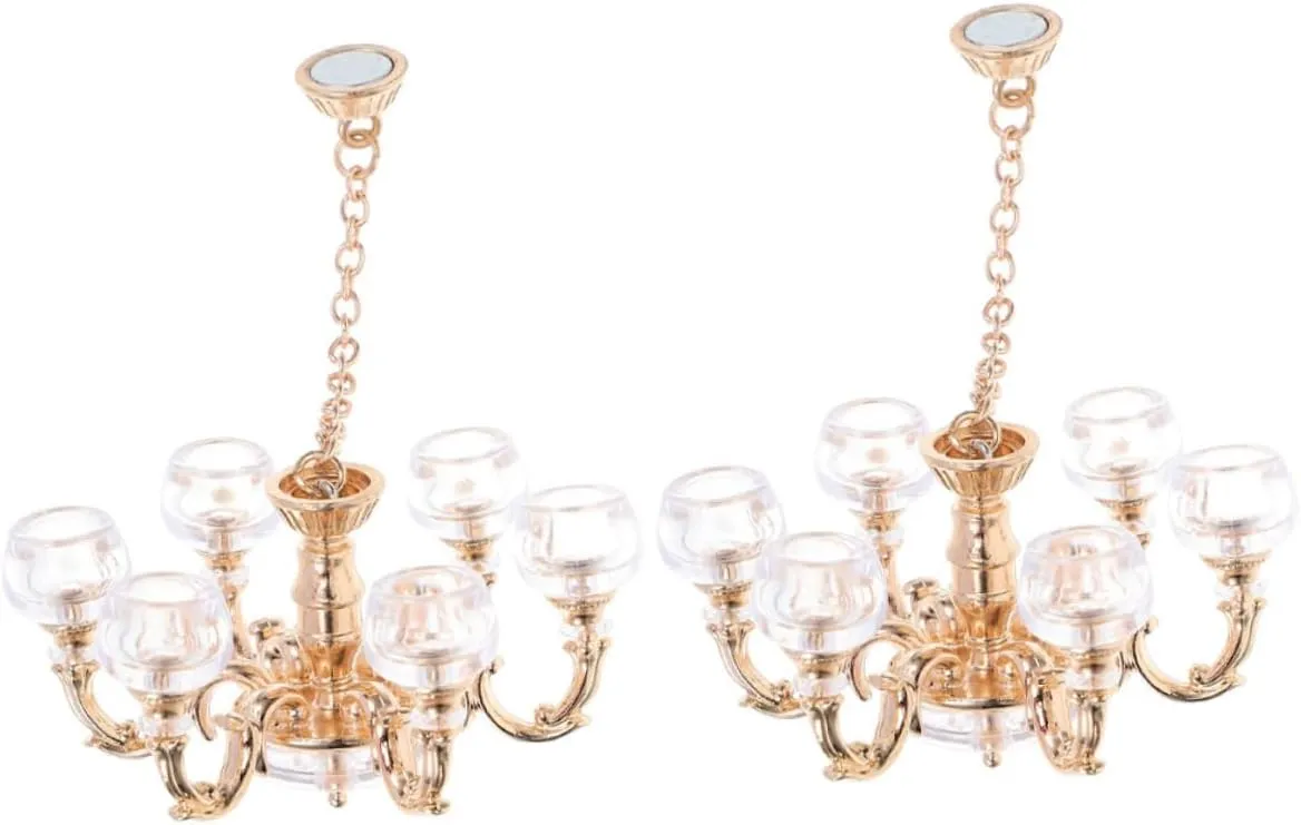 Unique Miniature Chandelier Prop 2pcs Mini Lamp for Dollhouse Mini Ceiling Lamp Ceiling Light Photo Prop