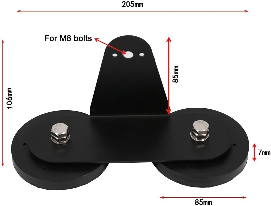 Universal-fit Ultra Strong Power Magnet Magnetic Mounting Base for LED Offroad Light Bars Side Mounting on Roof & Hood of Trucks & SUVs, with Rubber Pad to Prevent Scratches, 2 Pack