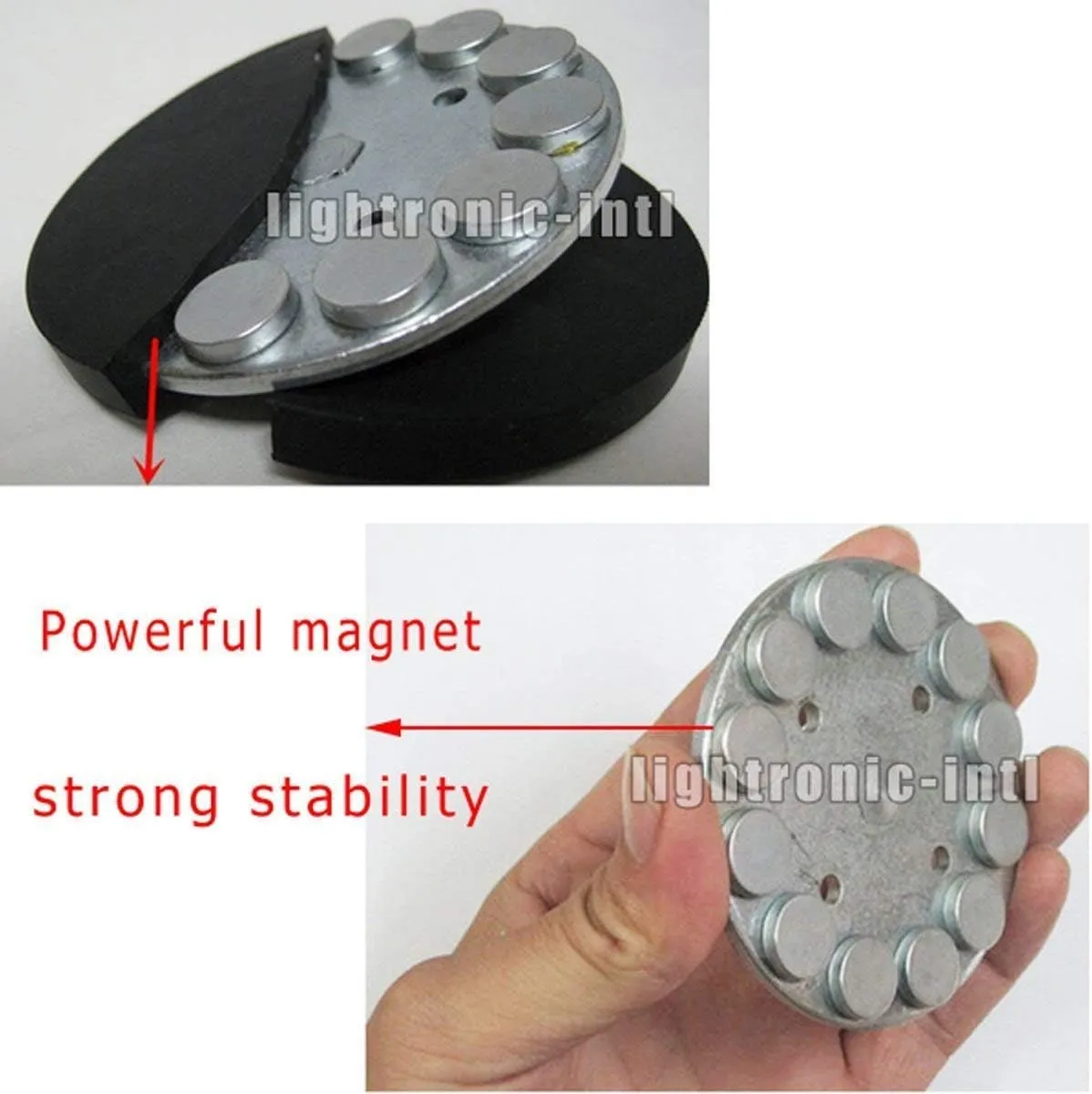 Universal-fit Ultra Strong Power Magnet Magnetic Mounting Base for LED Offroad Light Bars Side Mounting on Roof & Hood of Trucks & SUVs, with Rubber Pad to Prevent Scratches, 2 Pack