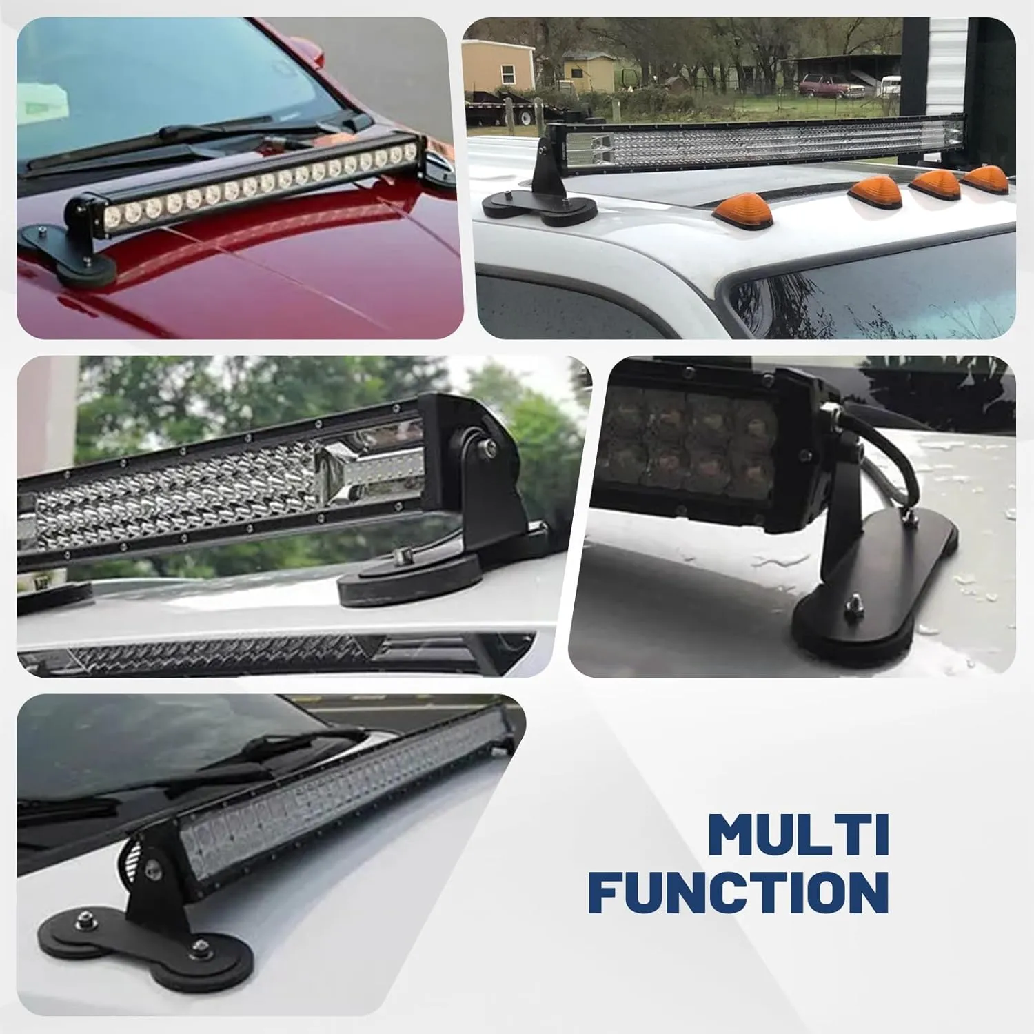Universal Powerful Strong Magnetic Base Mounting LED Light Bar Magnetic Mount Bracket No Drill Magnetic Mounting Holder for LED Pods Off Road Driving Lights (2PCS)