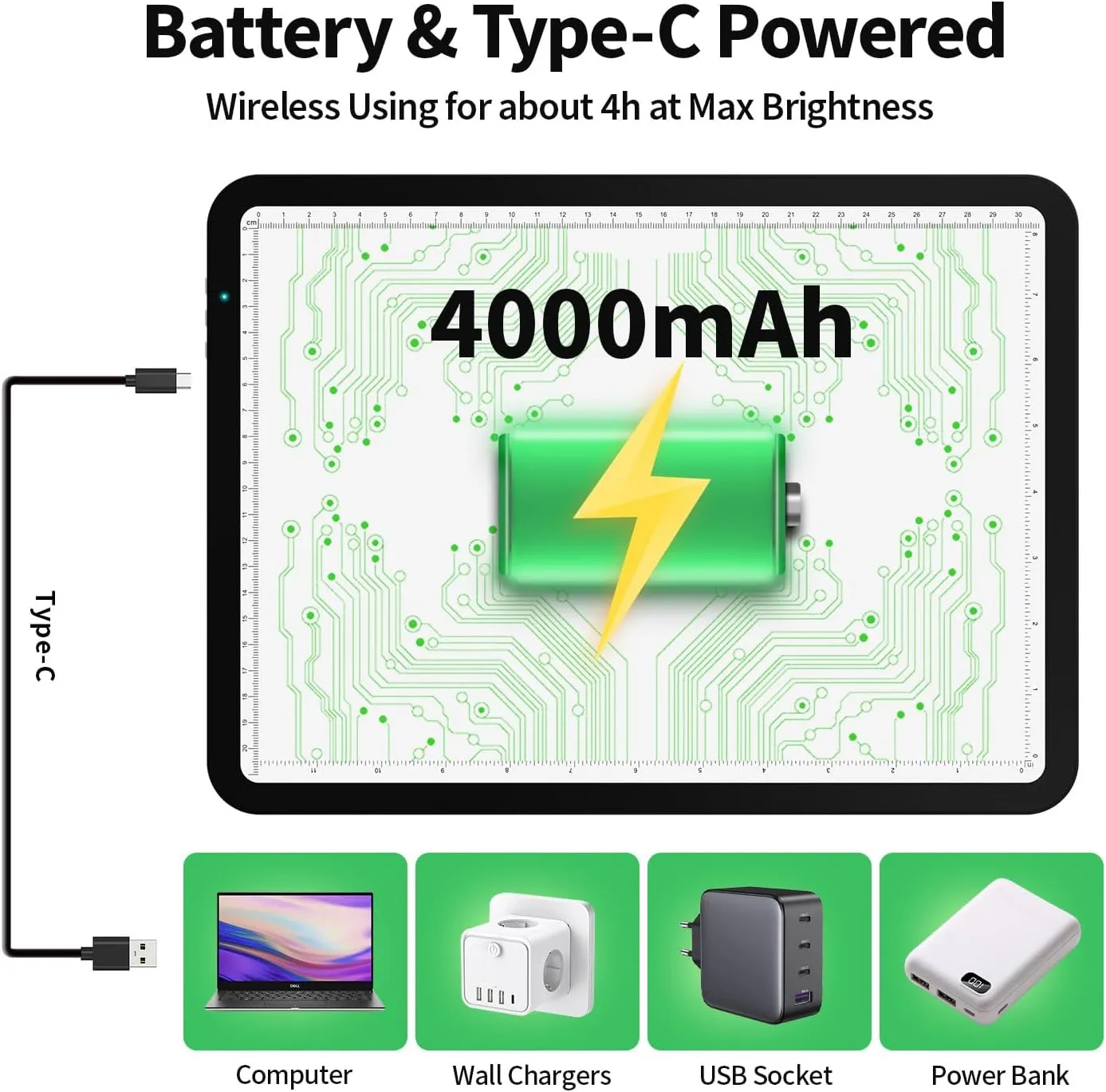 Up to 9000Lux Super Bright A4 Light Pad with Bag,Rechargeable Light Box with 4000mAH Lithium Battery for Cricut Weeding Vinyl Tool,Magnet Light Box for tracing,Diamond Painting,Sketching,Tattoo