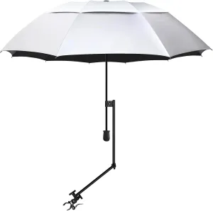 UPF 50  Beach Umbrella with Adjustable Universal Clamp