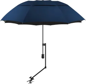 UPF 50  Beach Umbrella with Adjustable Universal Clamp