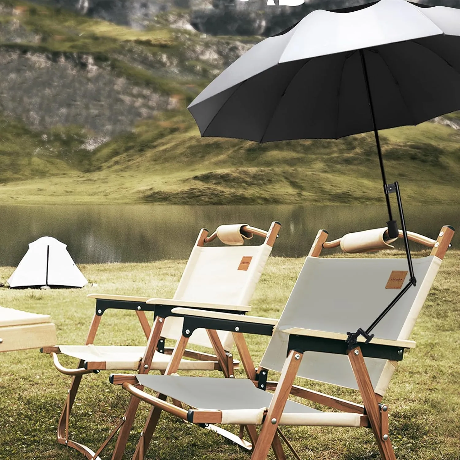 UPF 50  Beach Umbrella with Adjustable Universal Clamp