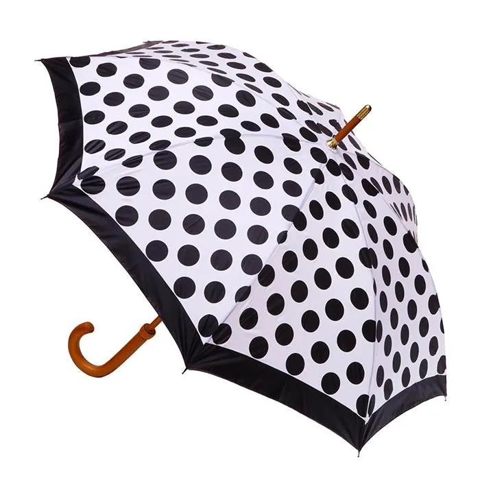 UPF50  Polka Dot Print Wooden Classic Walking Length