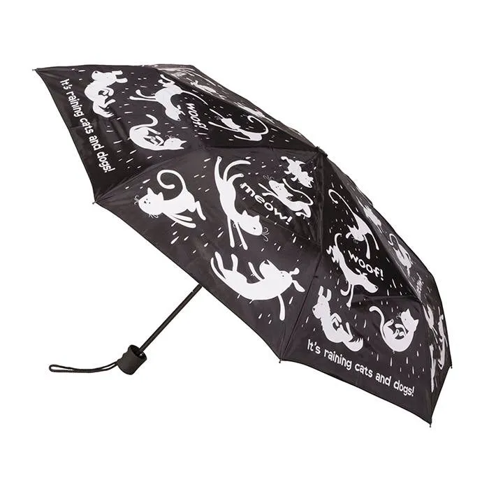 UPF50  Raining Cats & Dogs Print Windproof Mini Maxi