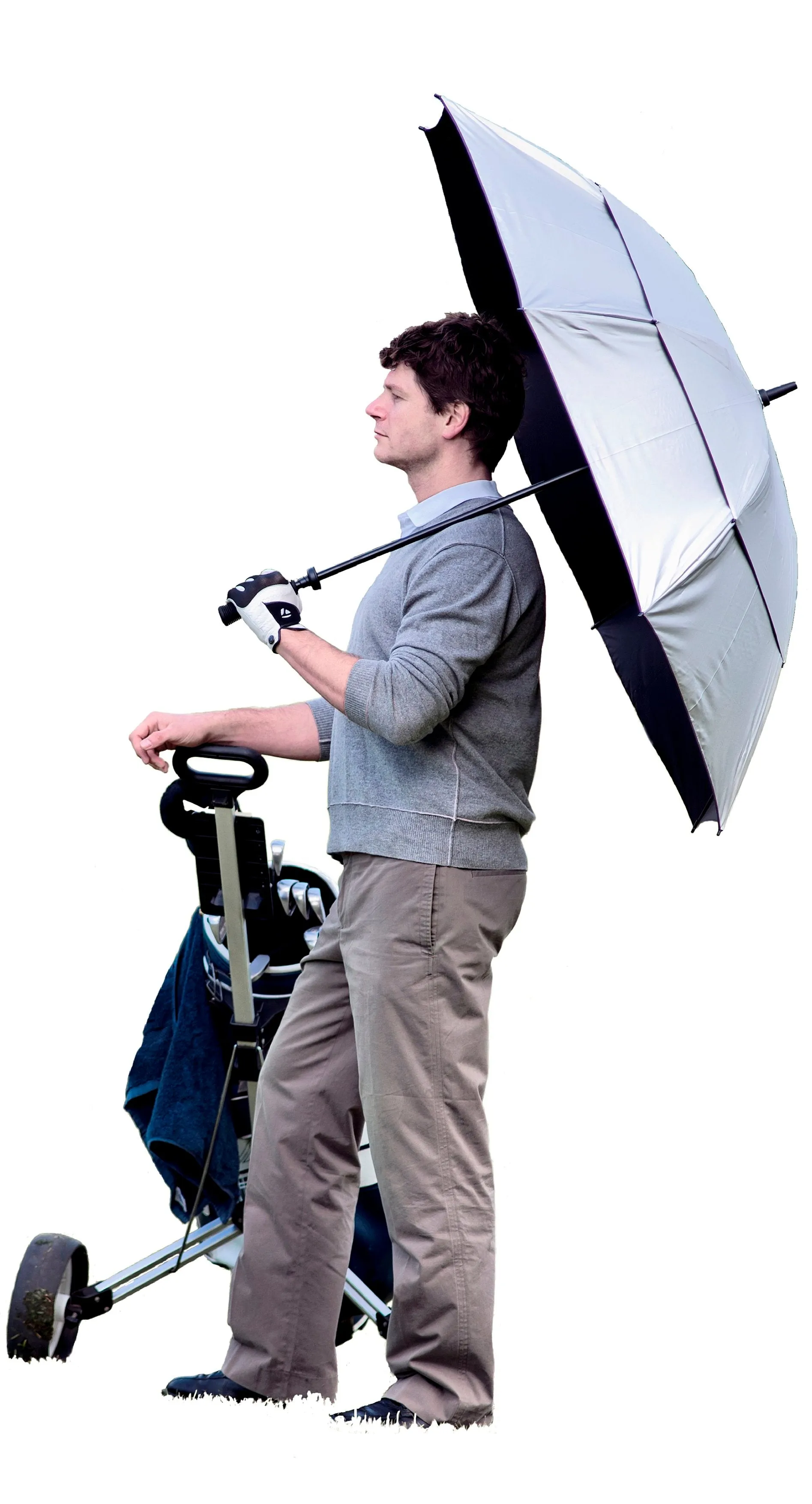 UPF50  Silver with Black under WINDPRO Vented Manual Golf