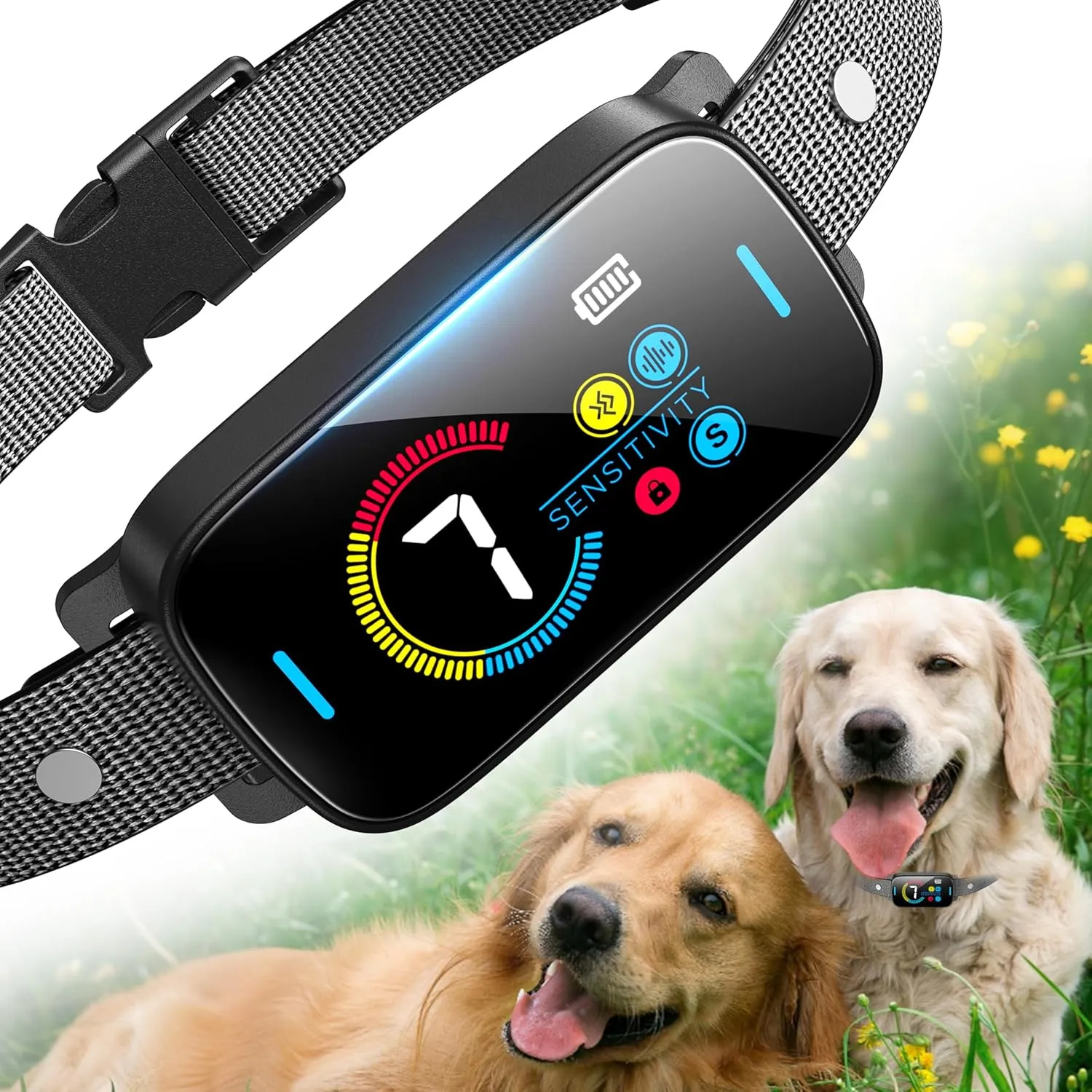 Upgrade Ultrasonic Bark Collar for Large Medium Small for Dogs Smart Automatic Bark Collar Rechargeable Anti Barking Training Collar with Waterproof Vibration and Beep 7 Sensitivity