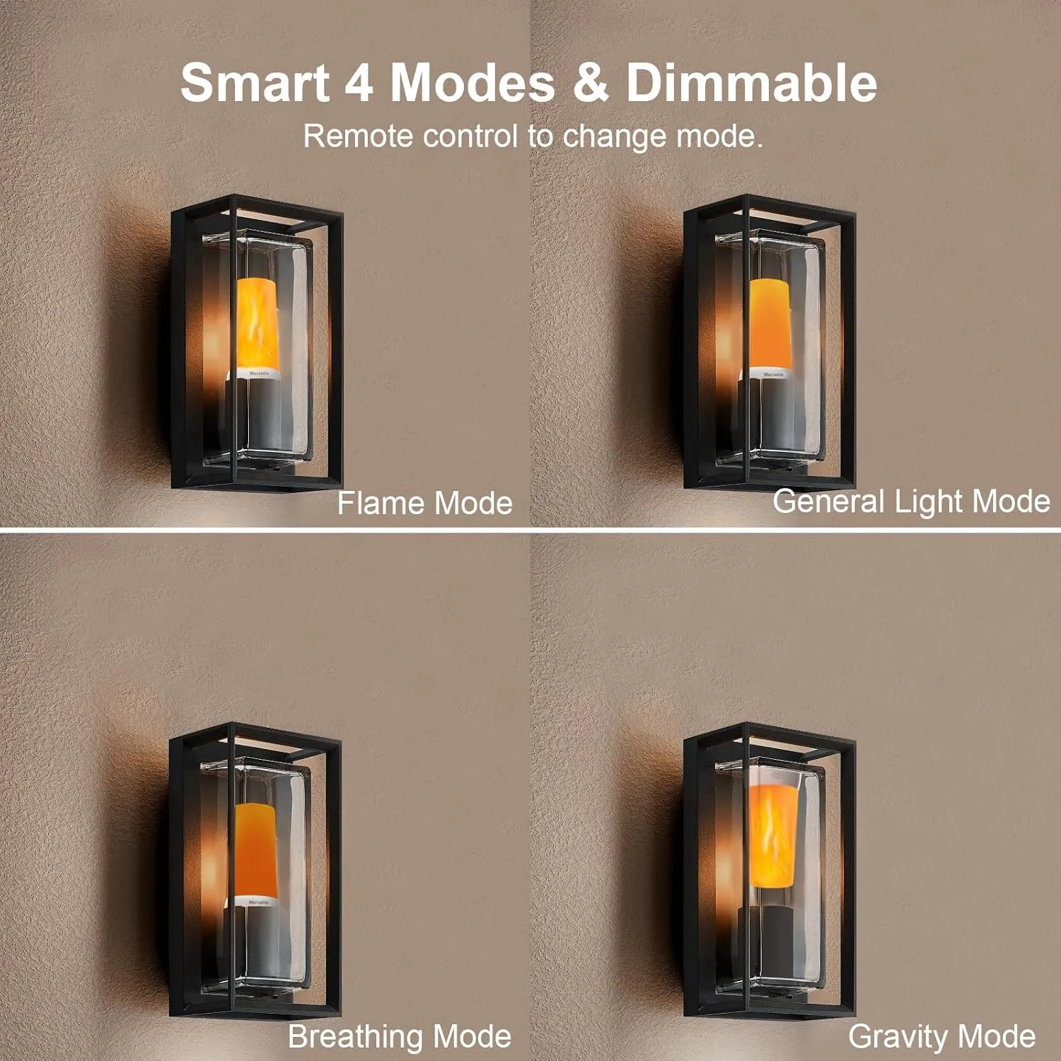 Upgraded LED Flame Light, Rechargeable Flameless Candles with Remote & Timer, 4 Modes Battery Operated Candles, Waterproof LED Candles with Upside Down Effect for Indoor Outdoor 2 PCS