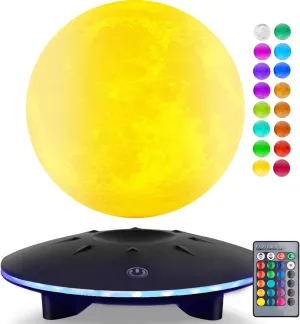 UVEHAS Levitating Moon Lamp - Magnetic Floating and Spinning 16 Colors LED Moon Light, Remote Control Levitation Rotating 3D Moon Night Light for Home Office Table Desk Decor Holiday Gifts