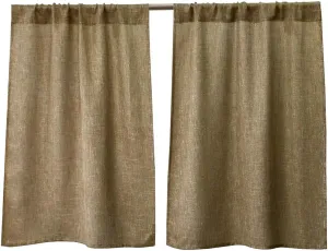 Valea Home Burlap Tier Curtains for Kitchen Rustic Tan Rod Pocket Curtains for Short Window 36 inch Linen Cafe Curtains, Set of 2