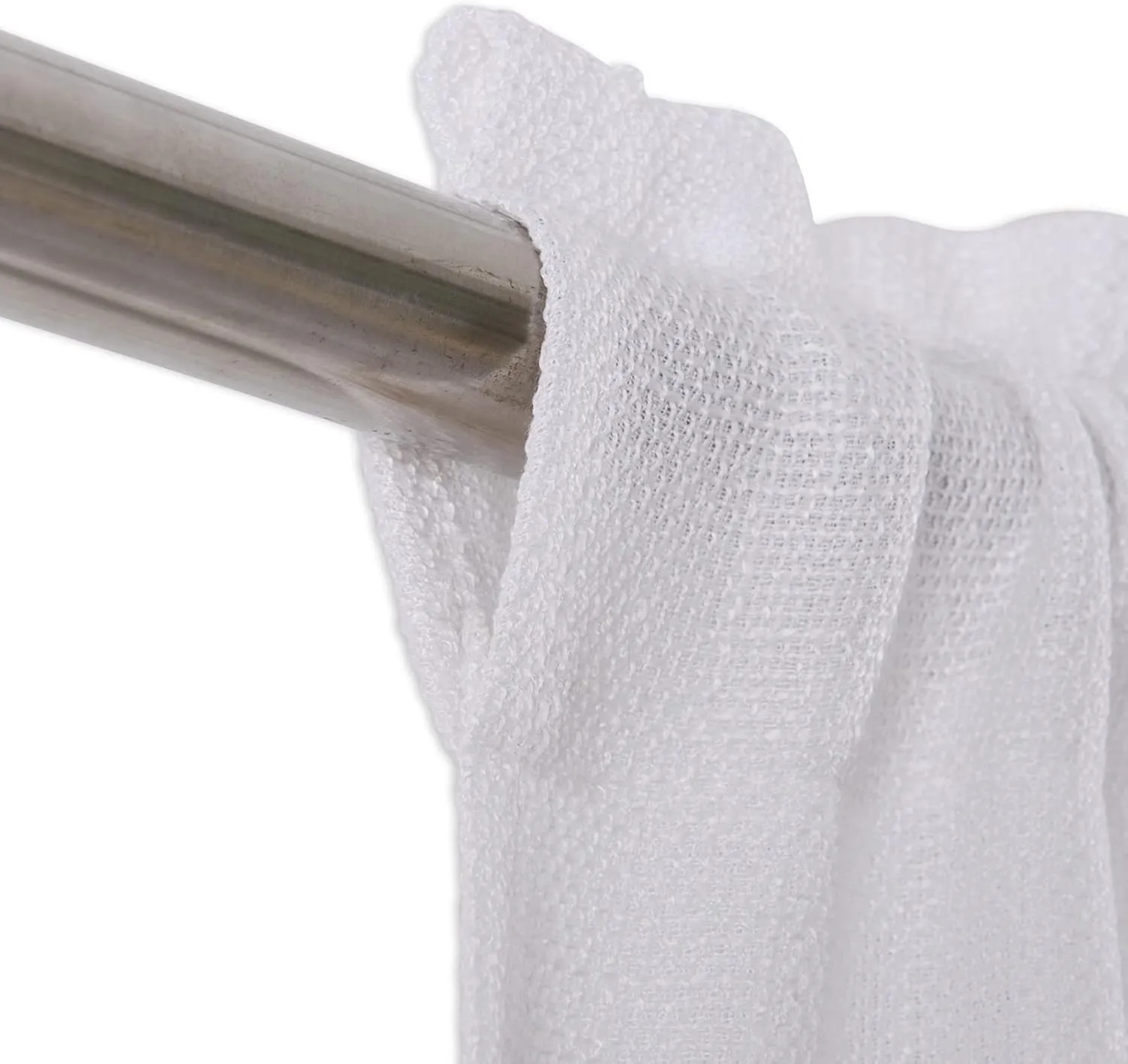 Valea Home Soft Burlap Look Swag Curtains Rustic Natural Rod Pocket Kitchen Valance Curtain Panels for Small Window 36 inch Length, White, 2 Panels