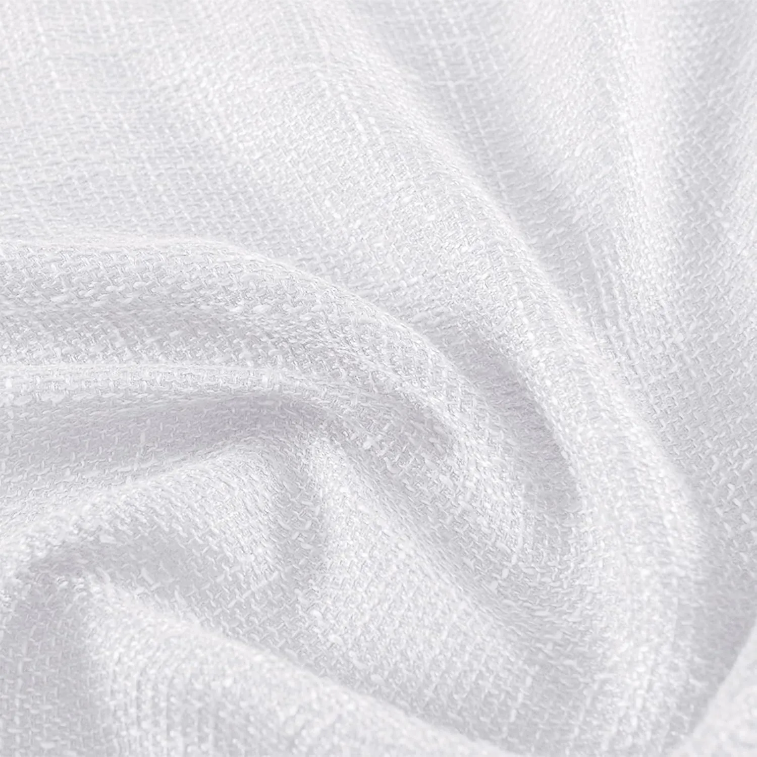 Valea Home Soft Burlap Look Swag Curtains Rustic Natural Rod Pocket Kitchen Valance Curtain Panels for Small Window 36 inch Length, White, 2 Panels