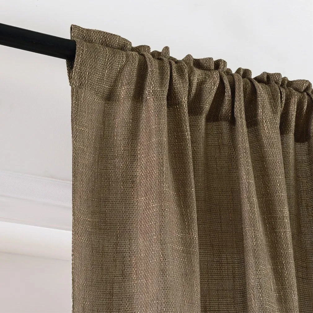 Valea Home Soft Burlap Look Swag Curtains Rustic Natural Tan Rod Pocket Kitchen Valance Curtain Panels for Small Window 36 inch Length, 2 Panels