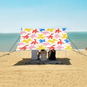 Various Animals Balloons Dogs Beach Canopy Tent Anti-UV & Wind Resistant, Camping Sun Shelter Easy Setup Portable,Outdoor Shade Tents with Sandbags,Sand Shovels,Ground Pegs & Stability Poles