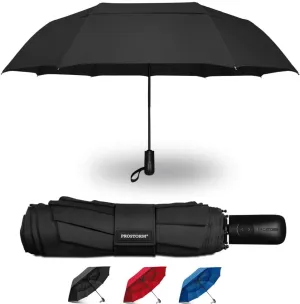 Vented Travel Umbrella | Strong Compact Windproof Umbrella | Automatic Open/Close | Portable Pop Up with Large Coverage