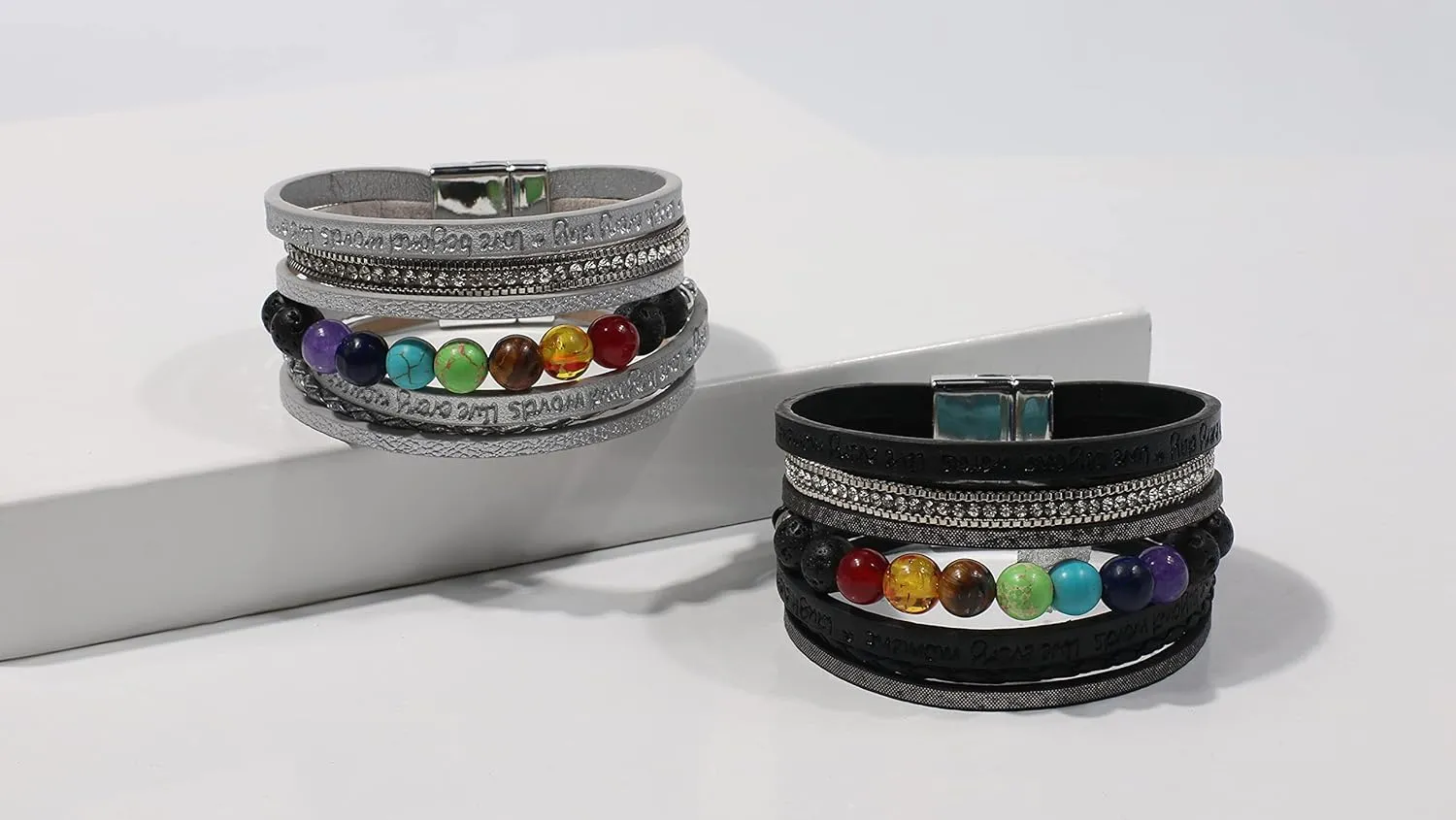 Vercret Leather Wrap Bracelet for Women - Multi-Layer Bracelets with Magnetic Clasp Bangle Cuff Stacked Bracelet for lady and Mother