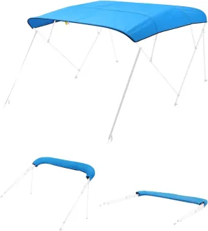 VEVOR Bimini Top Cover Replacement, Fit 4 Bow Boat 600D Polyester Canopy, Waterproof & Sun Protection Boat Awning Canopy with Storage Bag, NOT Included Support Frame