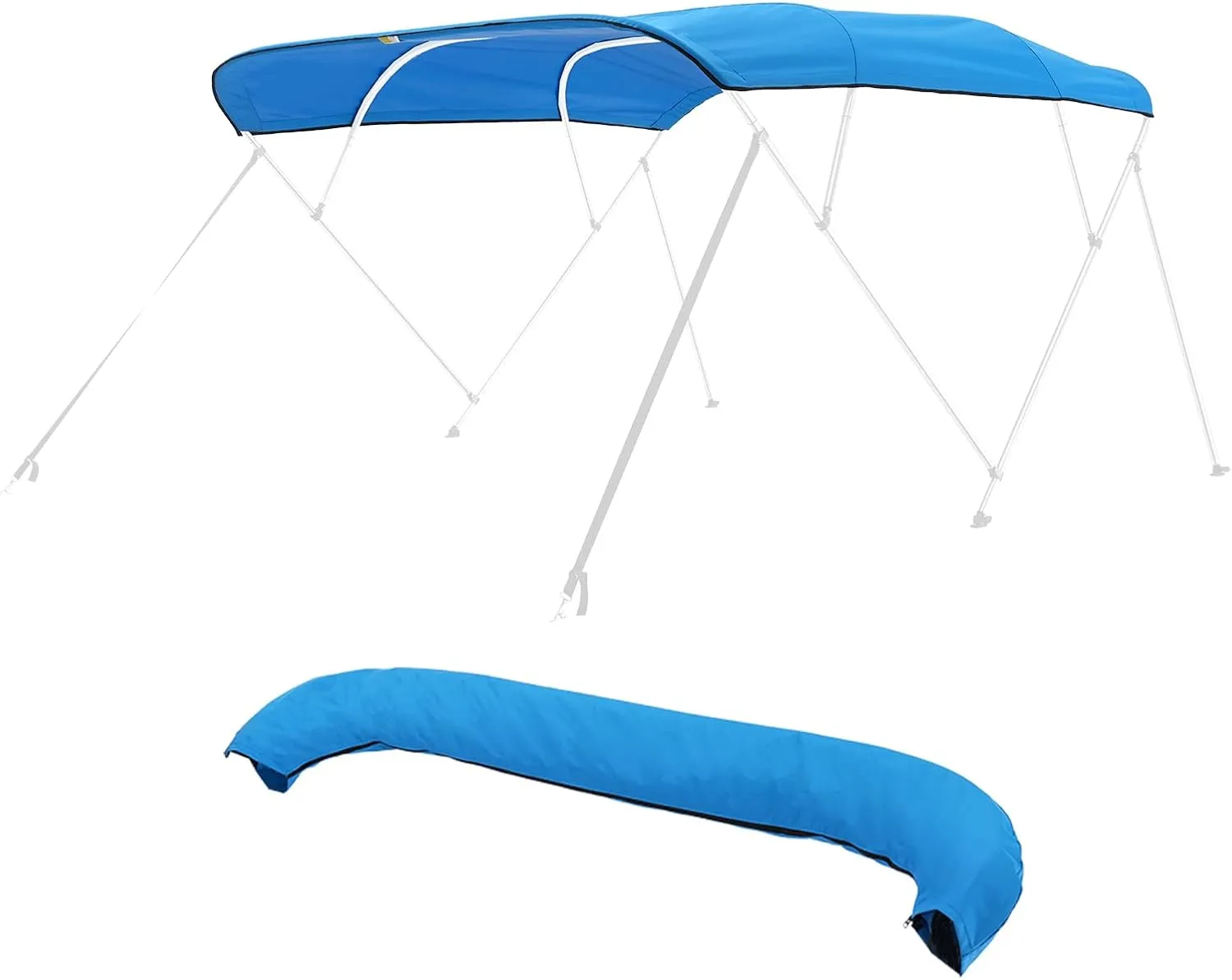 VEVOR Bimini Top Cover Replacement, Fit 4 Bow Boat 600D Polyester Canopy, Waterproof & Sun Protection Boat Awning Canopy with Storage Bag, NOT Included Support Frame