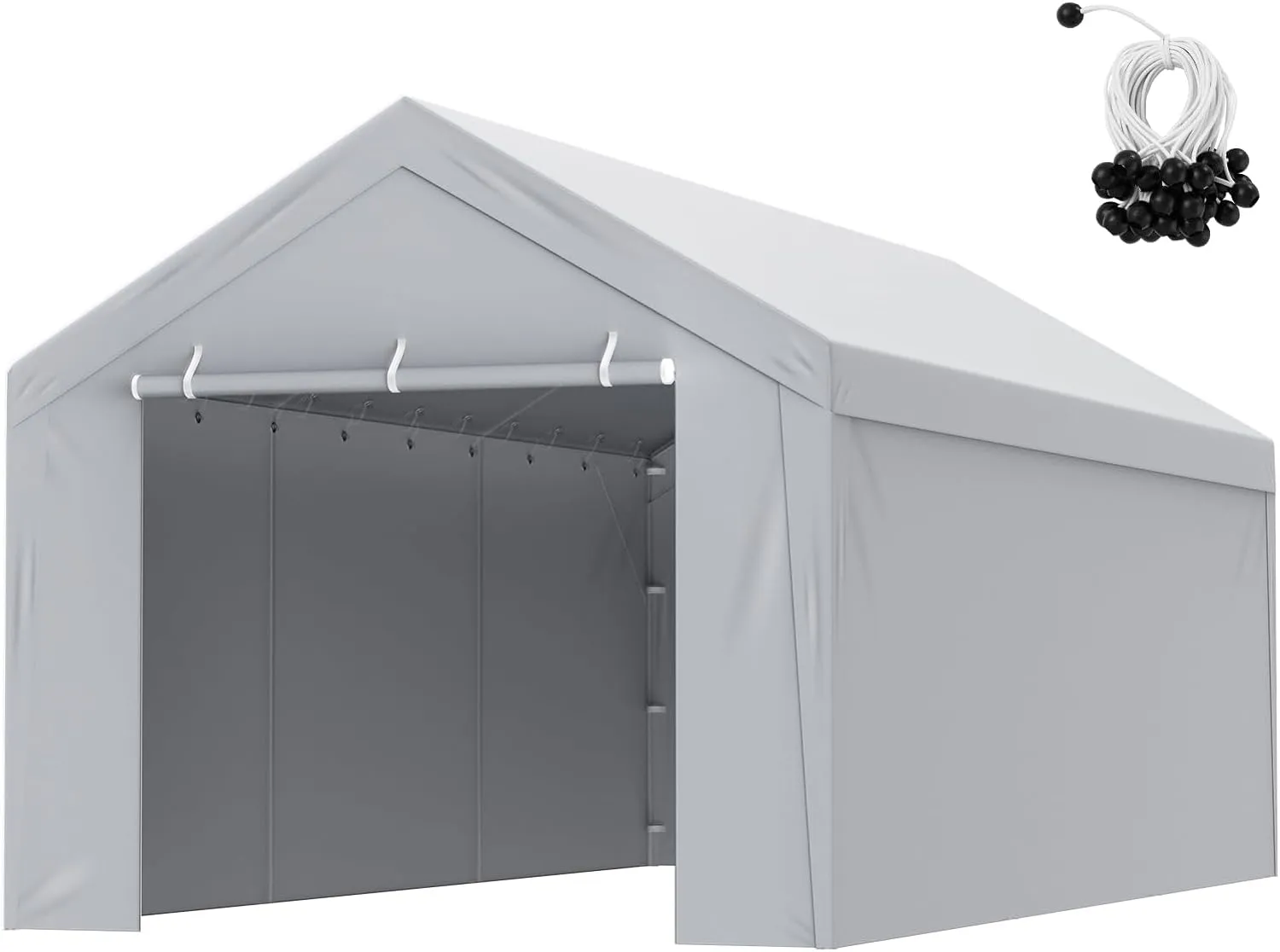 VEVOR Carport Replacement Canopy Cover Top   Side Wall 13 x 20 ft, Garage Tent Shelter Tarp Heavy-Duty Waterproof & UV Protected, Easy Installation with Ball Bungees,Grey (Frame Not Included)