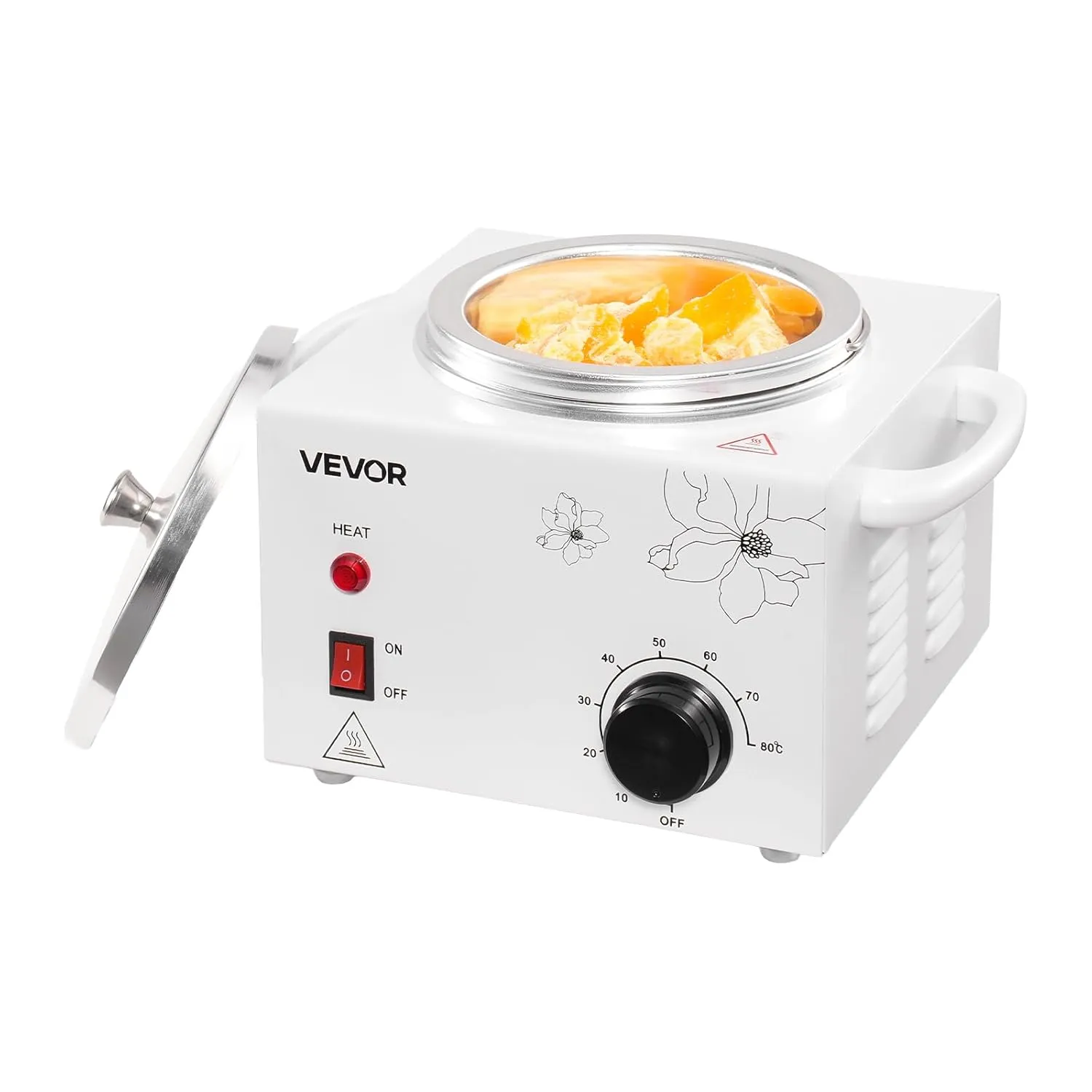 VEVOR Single Wax Warmer, 600ML Professional Wax Warmer for Hair Removal, 32 ℉ to 176℉ Adjustable Electric Waxing Heater Pot with 100PCS Waxing Sticks for Home Use, Beauty Salon, Spa