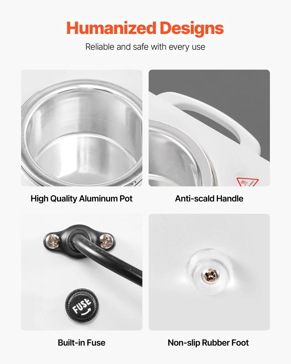 VEVOR Single Wax Warmer, 600ML Professional Wax Warmer for Hair Removal, 32 ℉ to 176℉ Adjustable Electric Waxing Heater Pot with 100PCS Waxing Sticks for Home Use, Beauty Salon, Spa