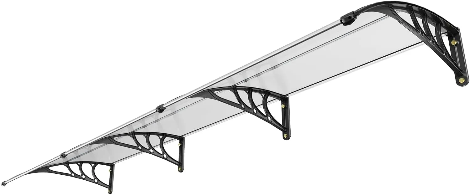 VEVOR Window Door Awning Canopy 117"x 38", UPF 50  Polycarbonate Entry Door Outdoor Window Awning Exterior, Front Door Overhang Canopy for Sun Shutter, UV, Rain, Snow Protection, Hollow Sheet