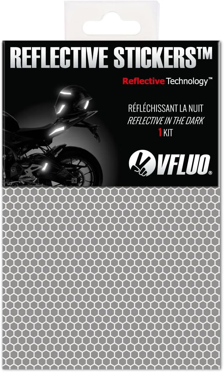 VFLUO - Reflective Sticker Sheet for Bike, Motorcycle, Scooter, Helmets, Stroller/Multi-use - DIY Adhesive board - 3M Scotchlite- High Visibility - Discreet - Optimised adhesion