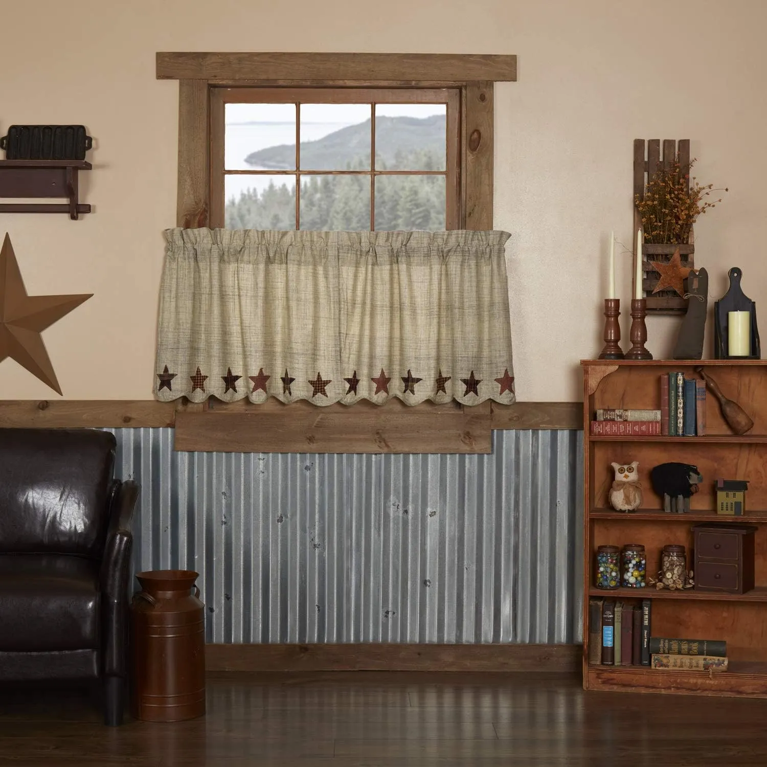 VHC Brands, Abilene, Cotton, L24xW36, Star, Tier Set of 2, Tan