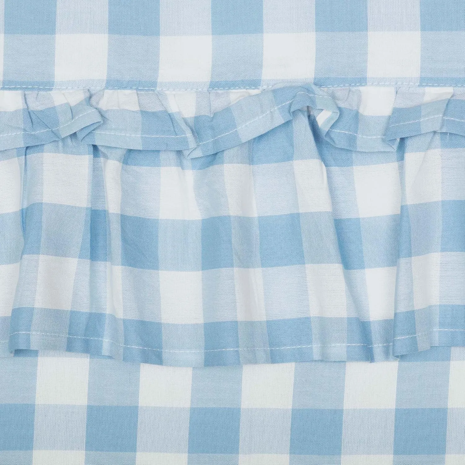 VHC Brands Annie Blue Buffalo Check Farmhouse Ruffled Swag Curtain Set 36x36x16