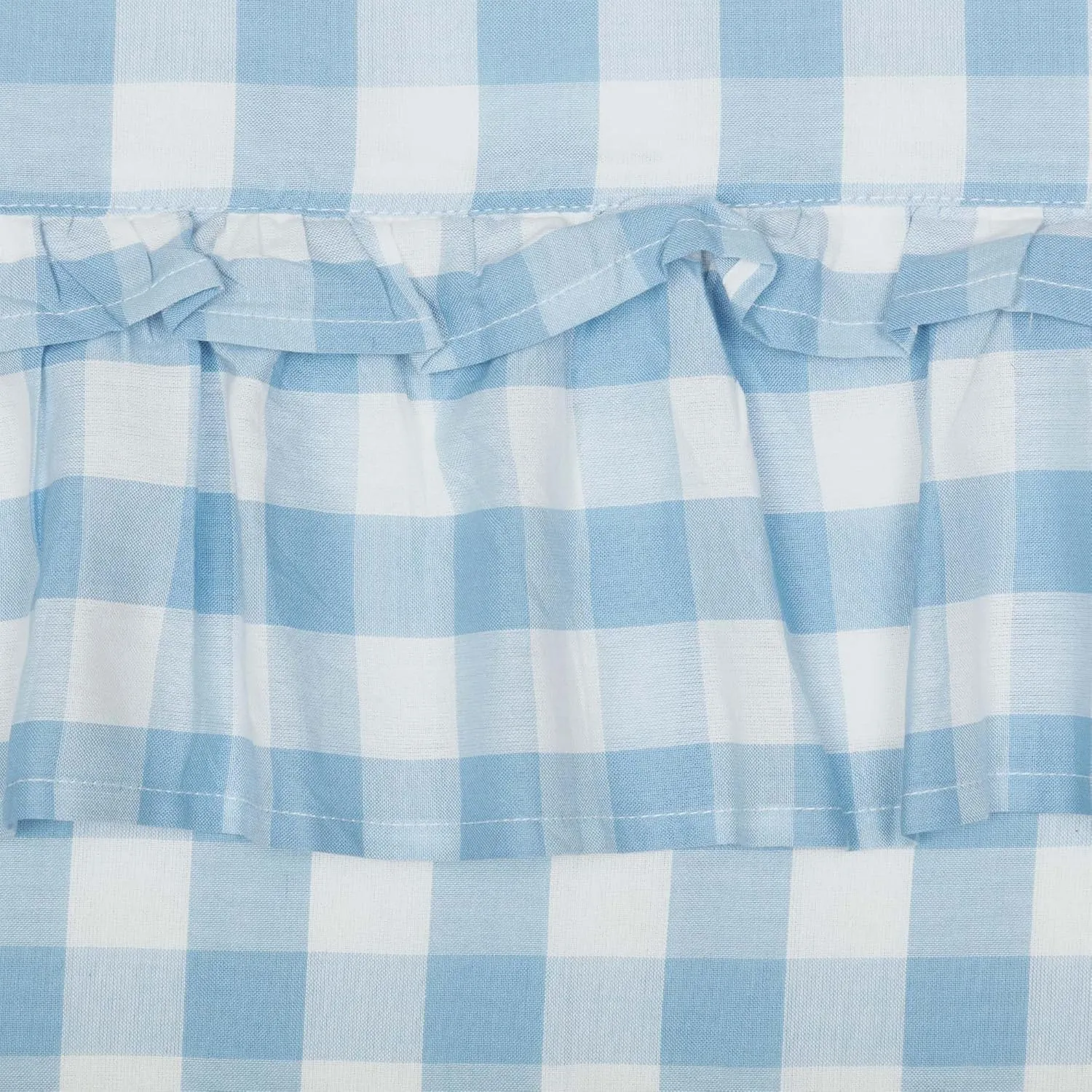 VHC Brands Annie Buffalo Blue Ruffled Check Farmhouse Kitchen Curtain Valance 16x72