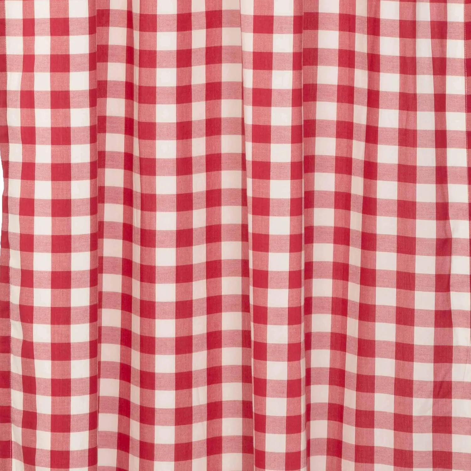 VHC Brands Annie Buffalo Check Cotton Farmhouse Kitchen Curtains Rod Pocket Hanging Loops Ruffling 16x72 Valance, Red Country
