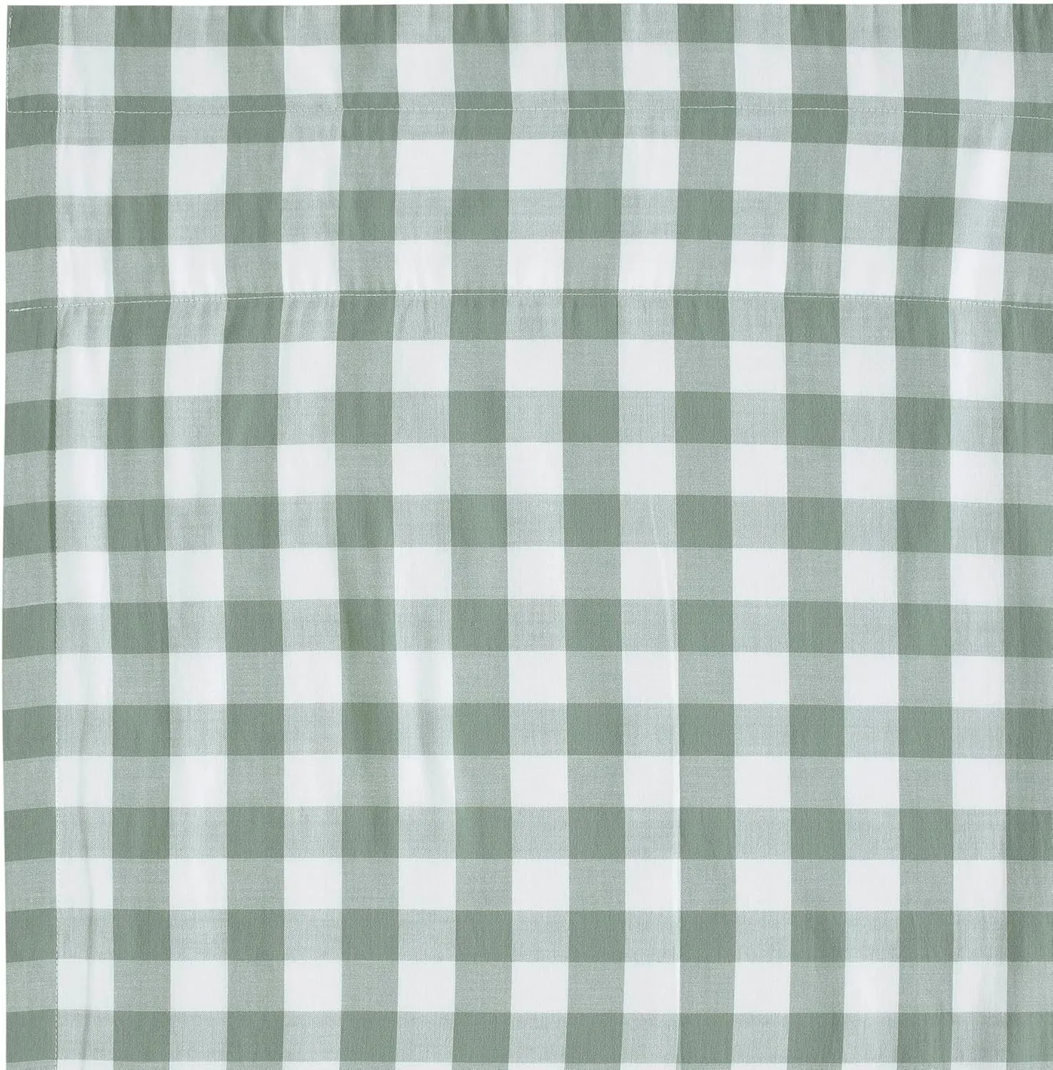 VHC Brands Annie Buffalo Check Farmhouse 16"x60" Valance Green Rod Pocket Cotton Kitchen Window Curtains