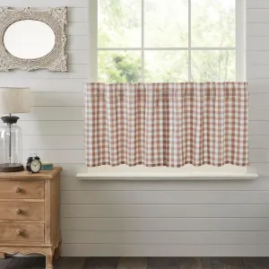 VHC Brands Annie Buffalo Portabella Brown Check Farmhouse Tier Curtain Set 24x36