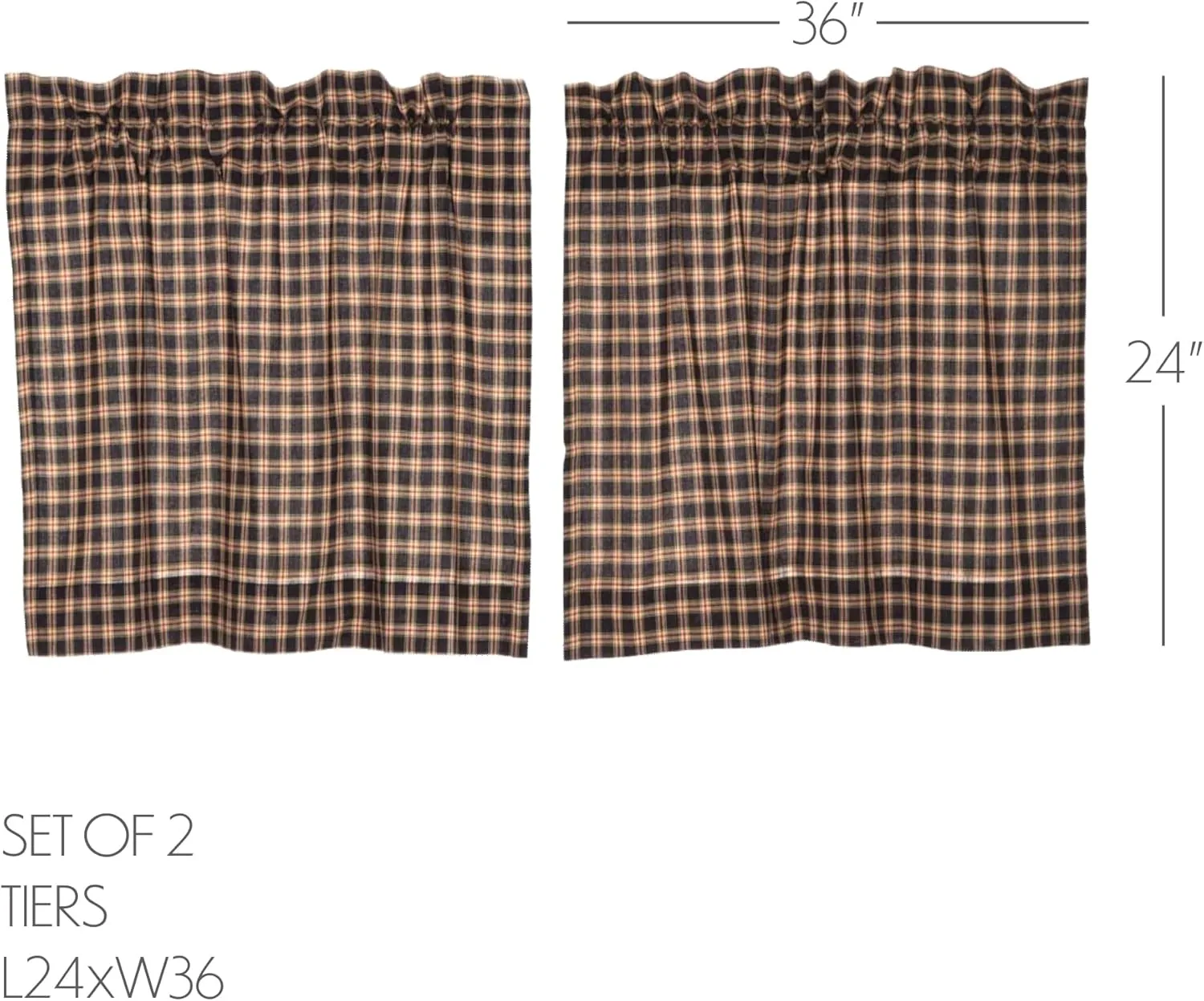 VHC Brands Bingham Star Plaid 9386 Tier Set, L24 x W36