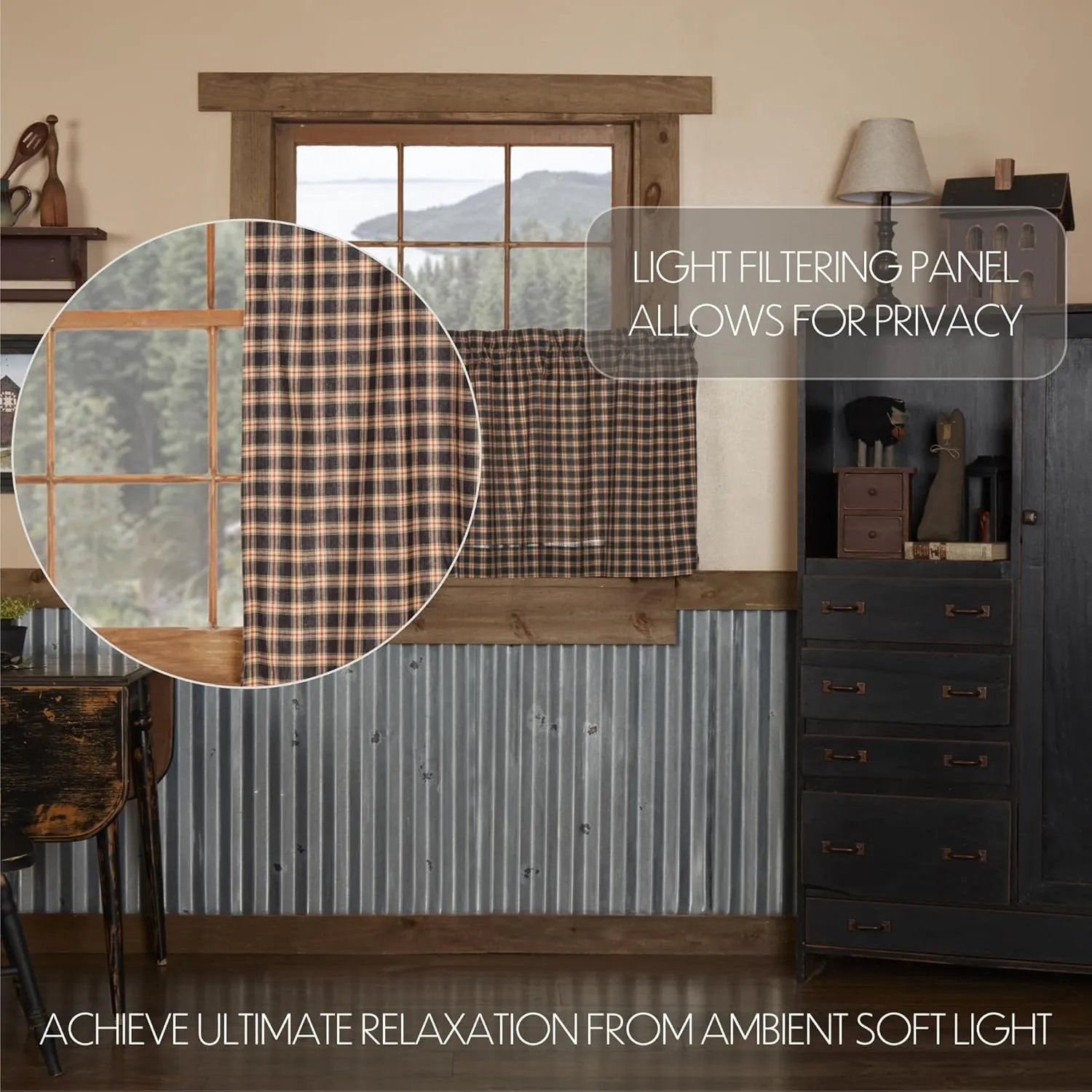 VHC Brands Bingham Star Plaid 9386 Tier Set, L24 x W36