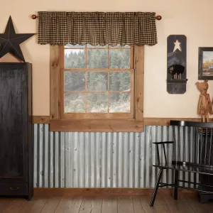 VHC Brands, Black Check, Cotton, 16x72, Scalloped Valance, Black