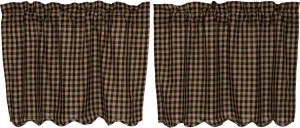 VHC Brands, Black Check, Cotton, L24xW36, Scalloped Tier, Set of 2, Black