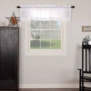 VHC Brands Farmhouse 16"x60" Valance White Rod Pocket Kitchen Window Curtains