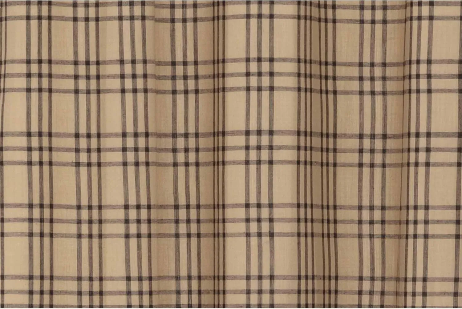 VHC Brands Farmhouse Window Bedroom Curtains-Sawyer Mill Plaid Tan Panel Pair 84 Inches Long, Charcoal Black
