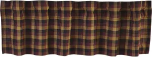 VHC Brands Heritage Farms, Primitive, Hanging Loops, Curtain, Check Valance, 16x72