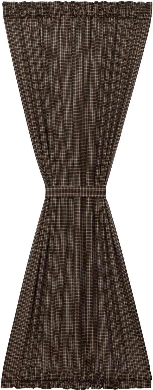 VHC Brands, Kettle Grove, Cotton, 72x40, Plaid, Door Panel, Black