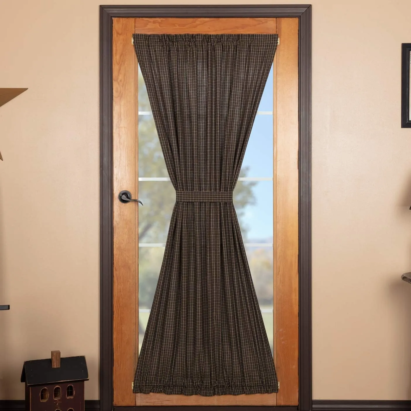 VHC Brands, Kettle Grove, Cotton, 72x40, Plaid, Door Panel, Black