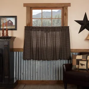 VHC Brands Kettle Grove, Plaid L36xW36, Tier Scalloped Set of 2, Black