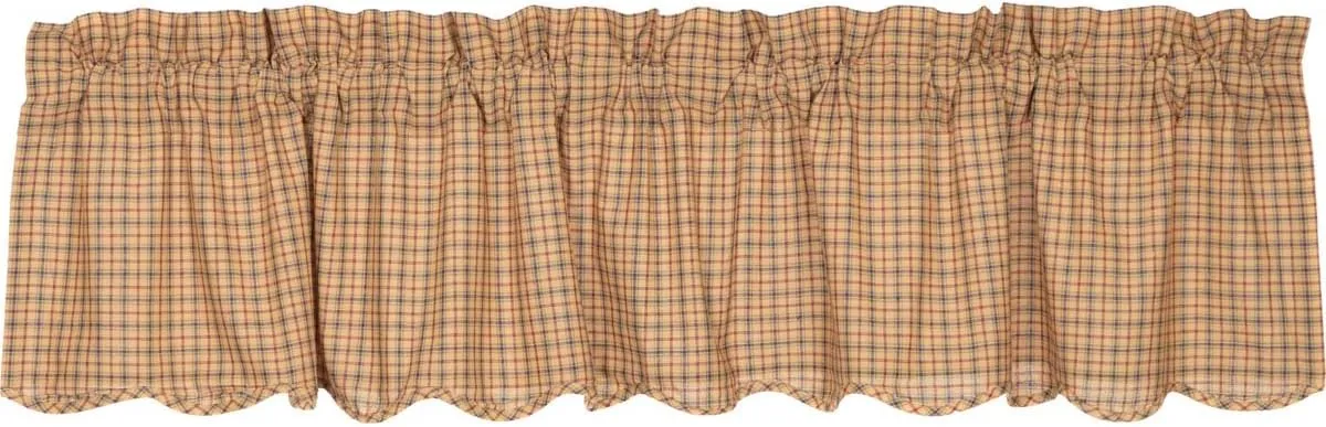 VHC Brands Millsboro Window Curtain, Valance Scalloped, Tan, 16x72