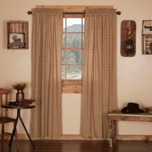 VHC Brands Millsboro Window Curtains, Panel Scalloped Set of 2, Tan, 84x40